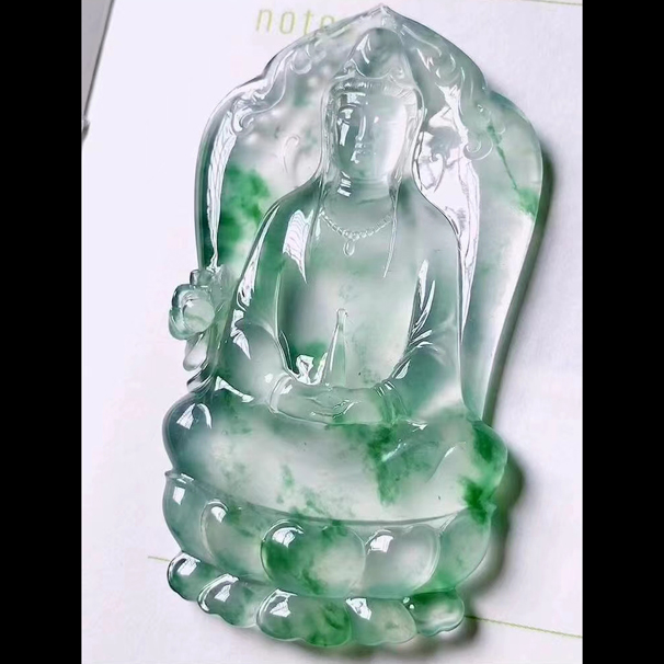 玻璃种观音菩萨——锐光大师作品