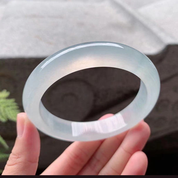 【手镯】大圈白冰翡翠种水正圈 【圈口】62.4/13/9.4mm