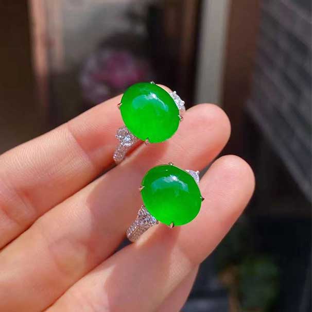 翡翠蛋面戒指色标级别 姐妹配，母女配