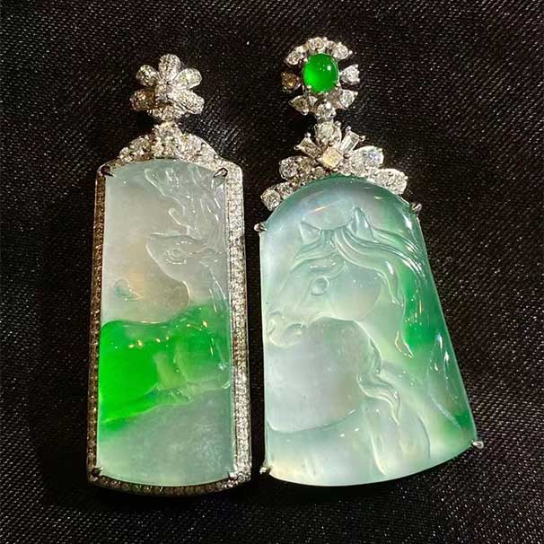 翡翠鹿牌➕马牌一对 高品质，荧光感非常好 精品性价比推荐