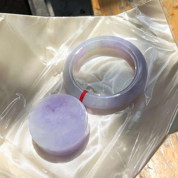 冰紫正圈翡翠手镯