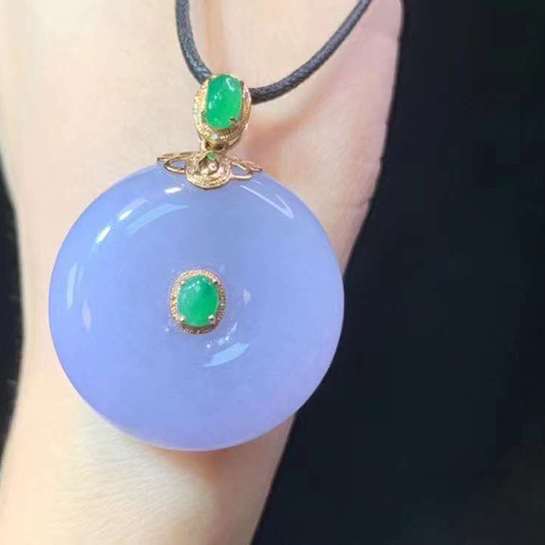 紫罗兰翡翠平安扣