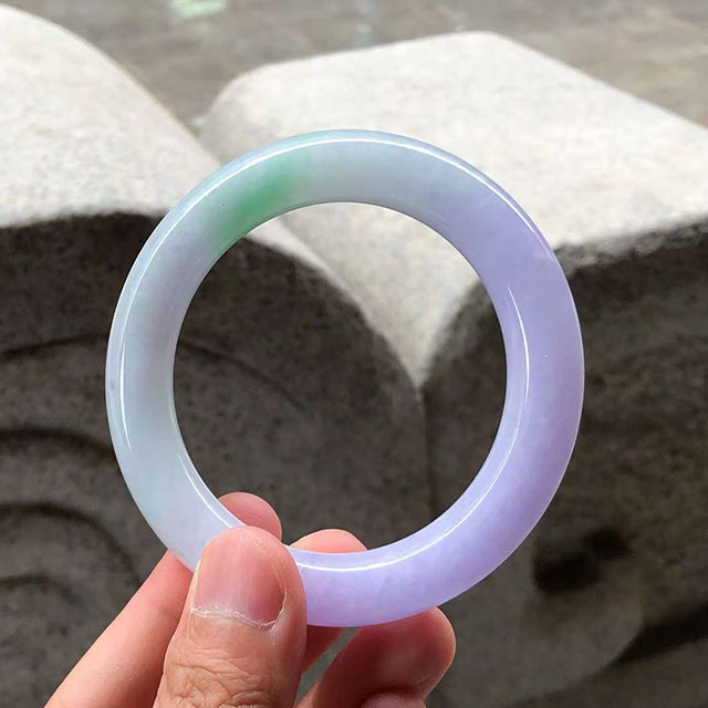 春彩紫罗兰圆条翡翠手镯