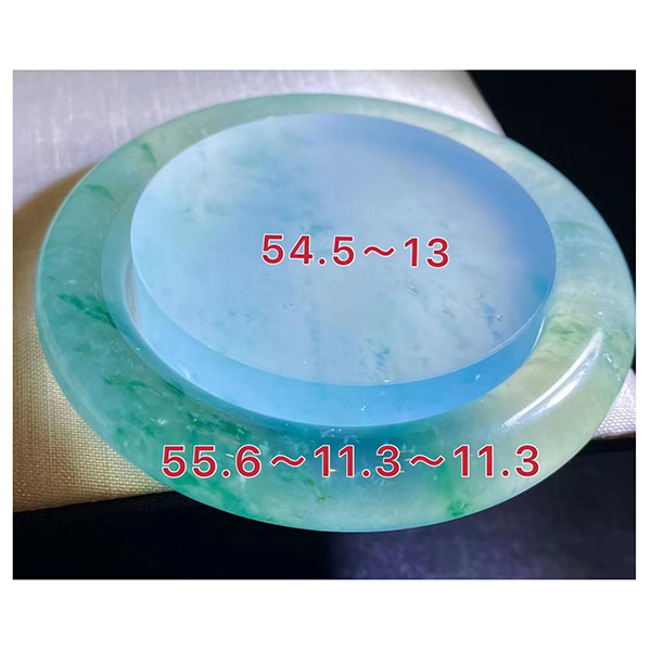 55圈口高冰蓝花翡翠手镯套装