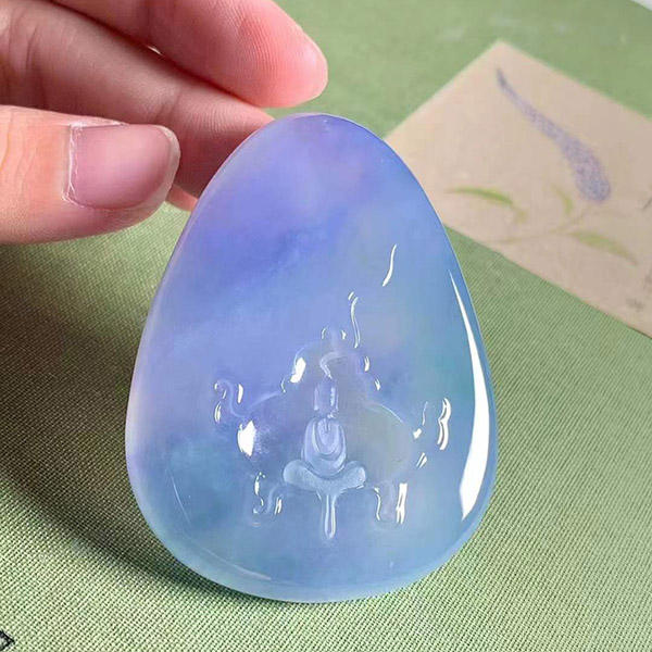 浓紫悟道牌子翡翠挂件，厚庄大气