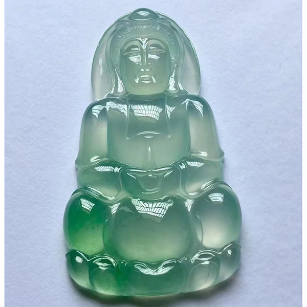 冰底绿花观音翡翠吊坠