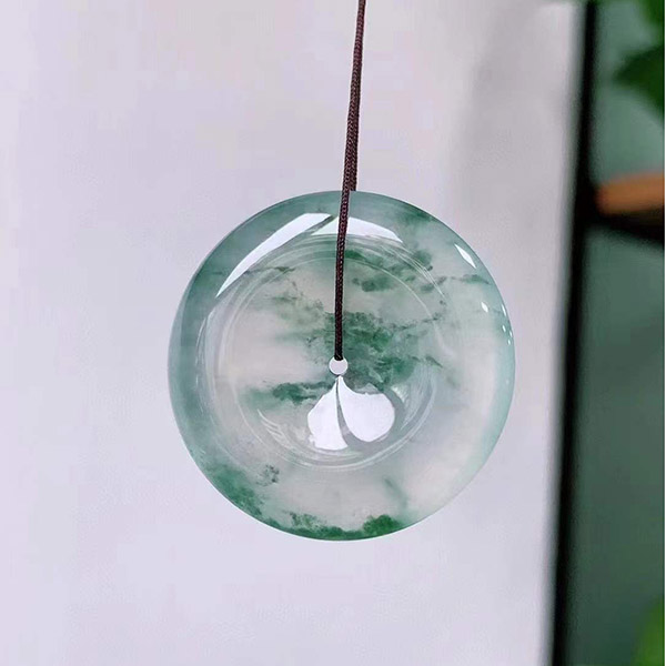 温婉冰飘花平安扣翡翠吊坠，雅致有韵味，温柔动人