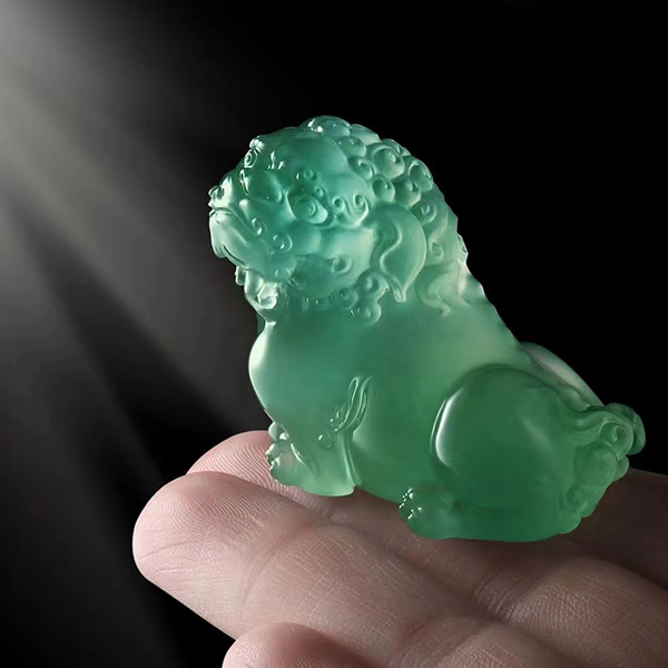 精品瑞狮翡翠把件 高品质，温润，灵动
