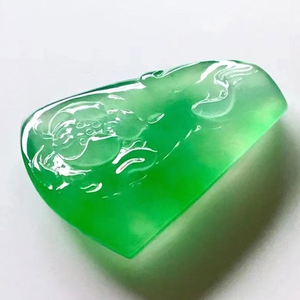 天然翡翠挂件莲年有余,甜甜起胶感