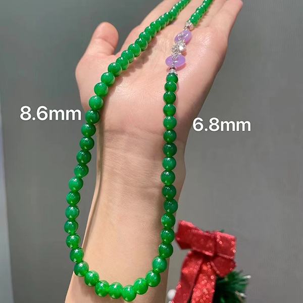 天然高品质满绿翡翠珠链项链