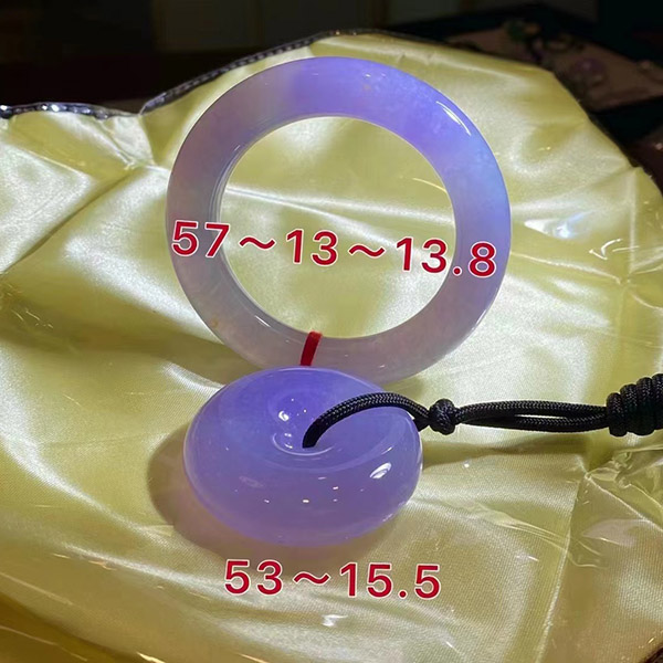 57圈口紫罗兰翡翠手镯镯心套装