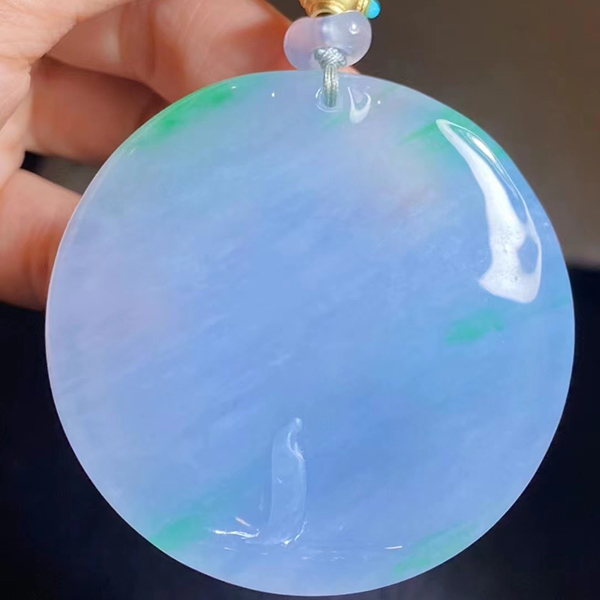 悟道天然翡翠圆牌吊坠